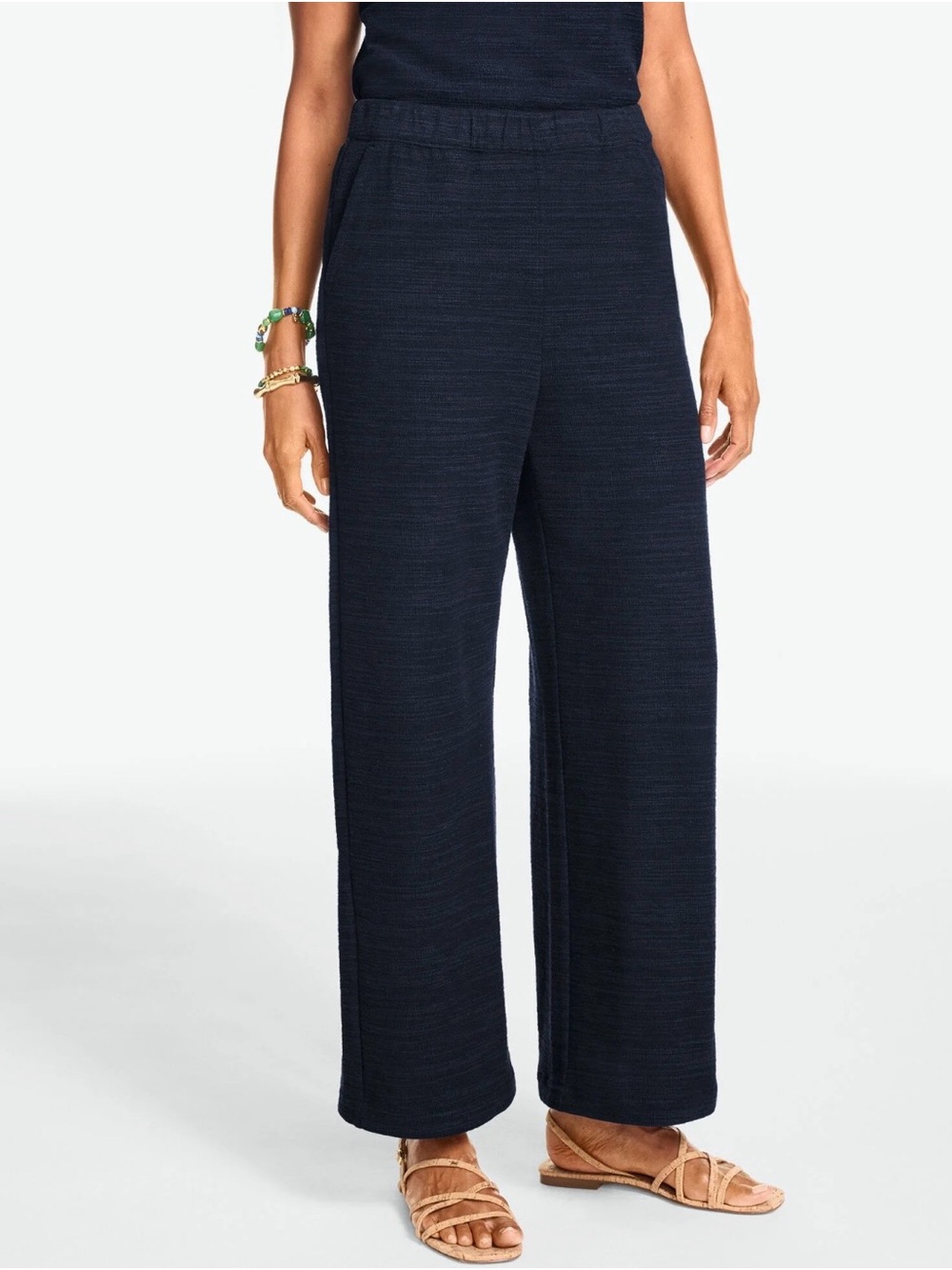 Talbots Indigo Blue Straight-Leg Jacquard Pants —NWT